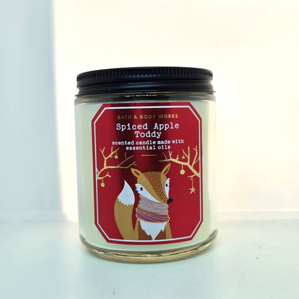 Bath and Body Single Wick Spiced Apple Toddy Lid Jar 7 Oz Brand New